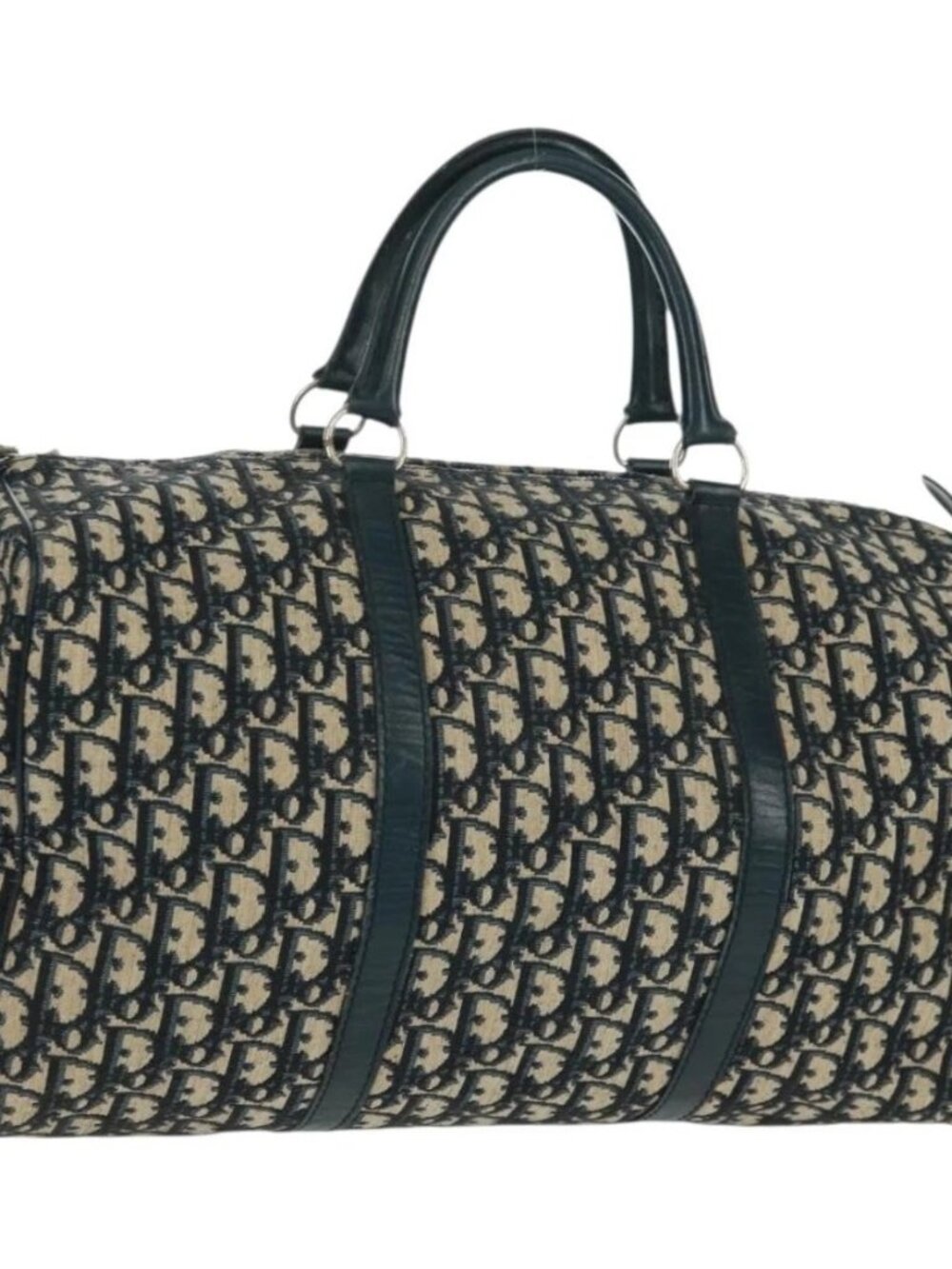 Christian Dior Trotter Canvas Mini Boston Bag Navy Silver Auth am10233 - Picture 2 of 16